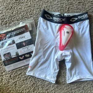 White Compression Shorts with Protective Cup